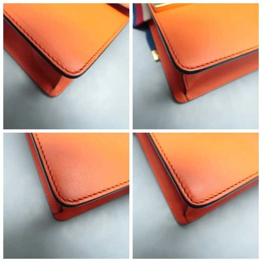 GUCCI Sylvie Orange Leather Shoulder Bag 837-061425 - Picture 7 of 12